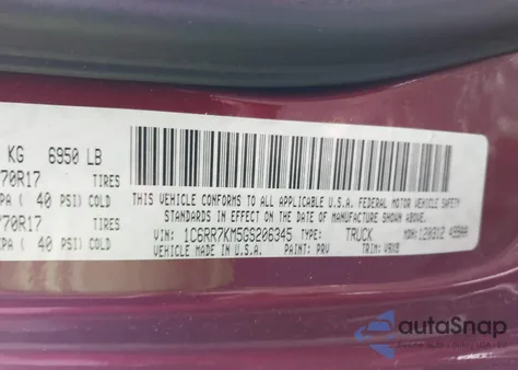 2016 Ram 1500 St z USA, uszkodzony, nr VIN 1C6RR7KM5GS206345